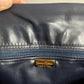 Neiman Marcus Navy Crocodile Print Italy Fold Over Clutch Handbag