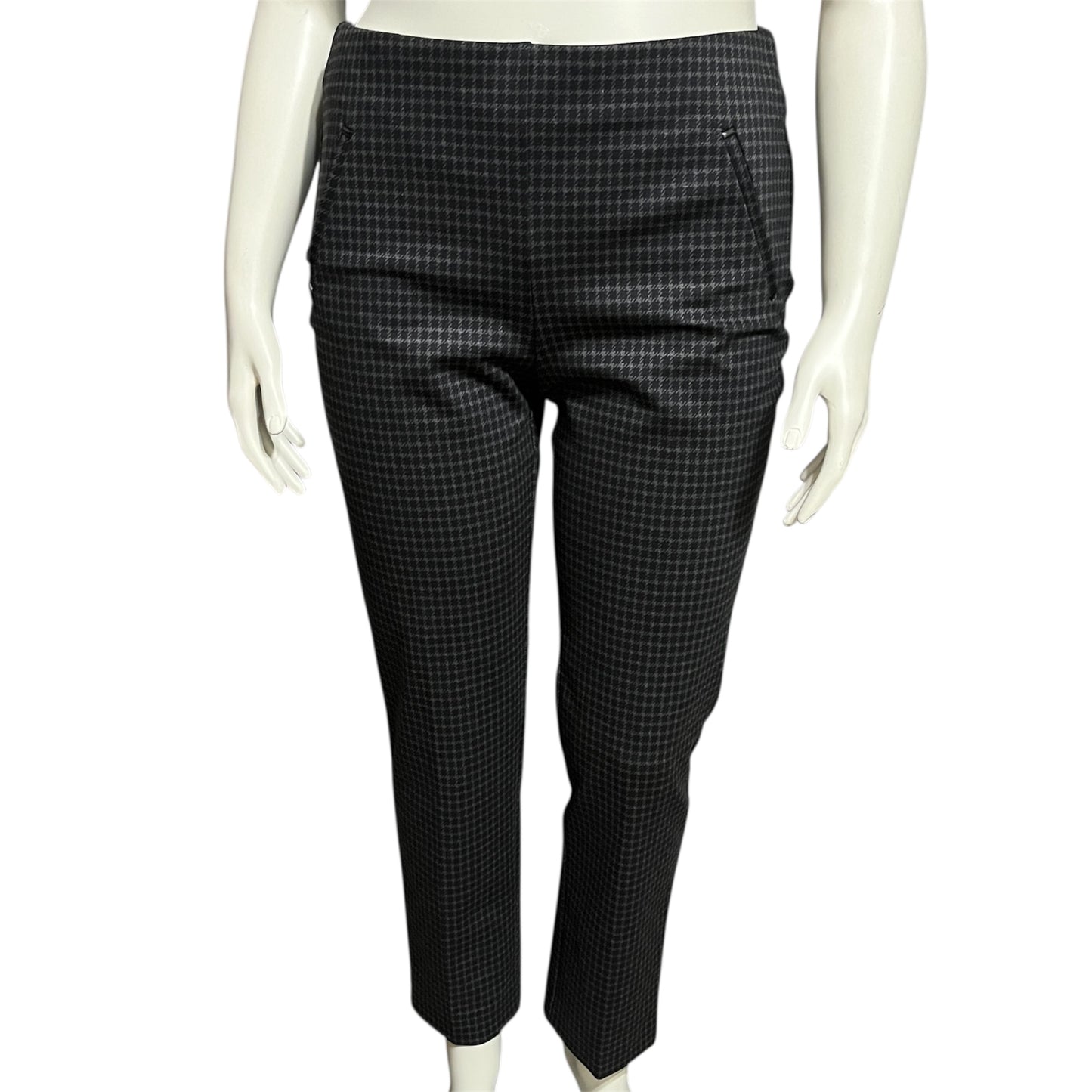 Chico's Elegant Black Slimming Check Print Ankle Pant Sz-2R