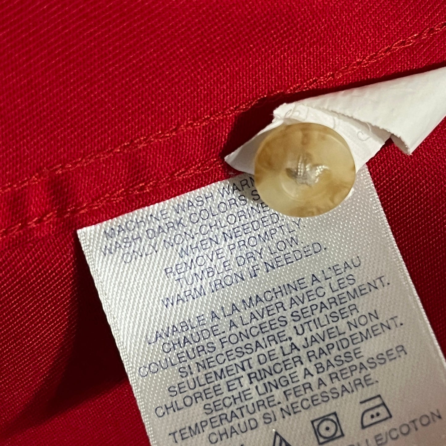 Lands End Cherry Red Cotton Womens Button Front Shirt Sz-Xl