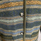 Laura Ashley 100% Wool Cardigan Sweater Jacket Sz-Medium Chunky Striped