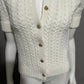 Vintage Bradley Cream Textured Knit Gold Button Front Cardigan Sz-Small