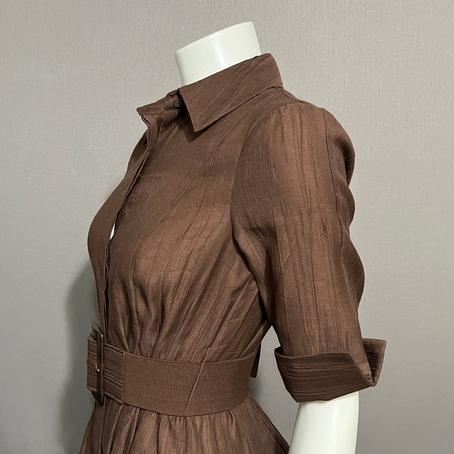 Coldwater Creek Chocolate Brown Shirt With Belt Dress Sz-6