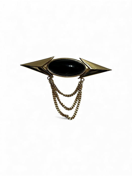 Gold Black Vintage Brooch!