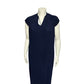 J. McLaughlin Navy Accordion Pleated Flutter Sleeve Midi Dress Sz-Medium