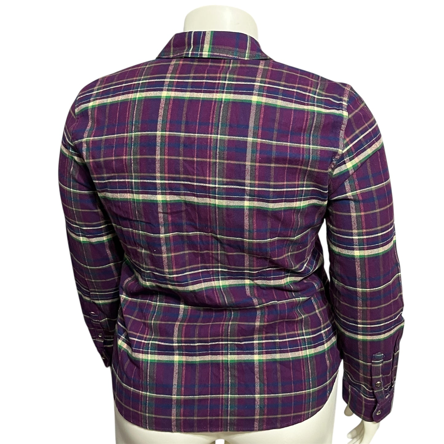 Chaps Purple Plaid Flannel Zip Up Shirt Sz-XL