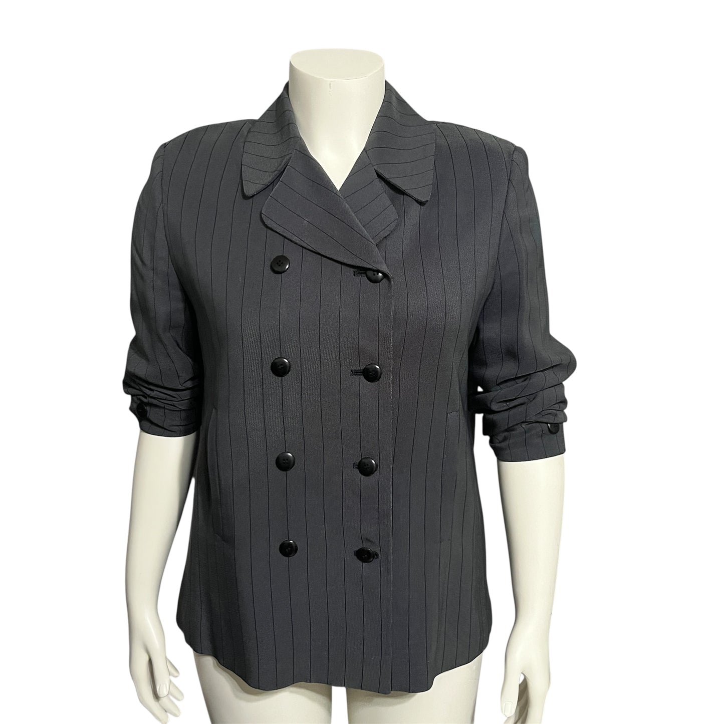 Tahari Gray and Black Pinstripe Blazer Sz-14