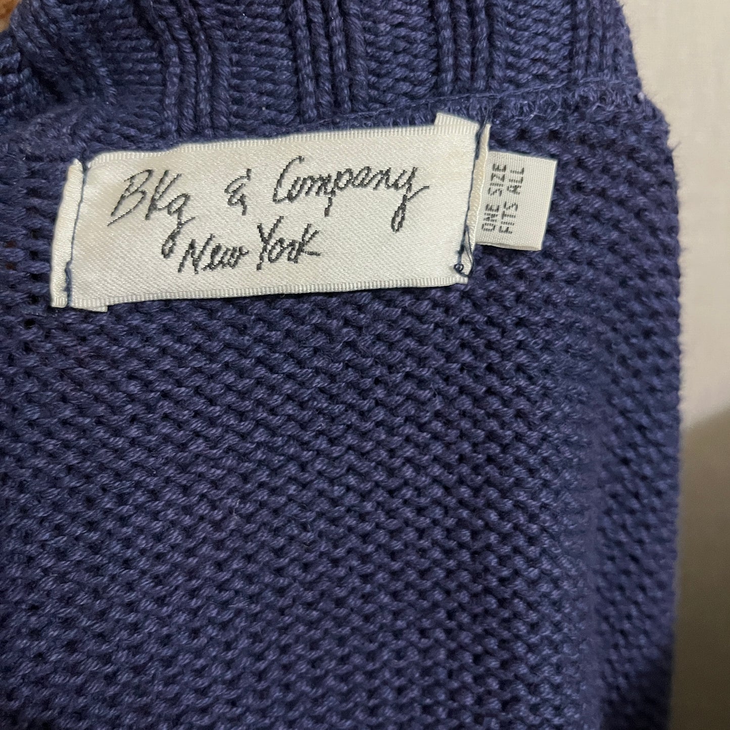 Blue Knit Sweater by Bkg & Company 100% Cotton Cardigan Sz-One Size