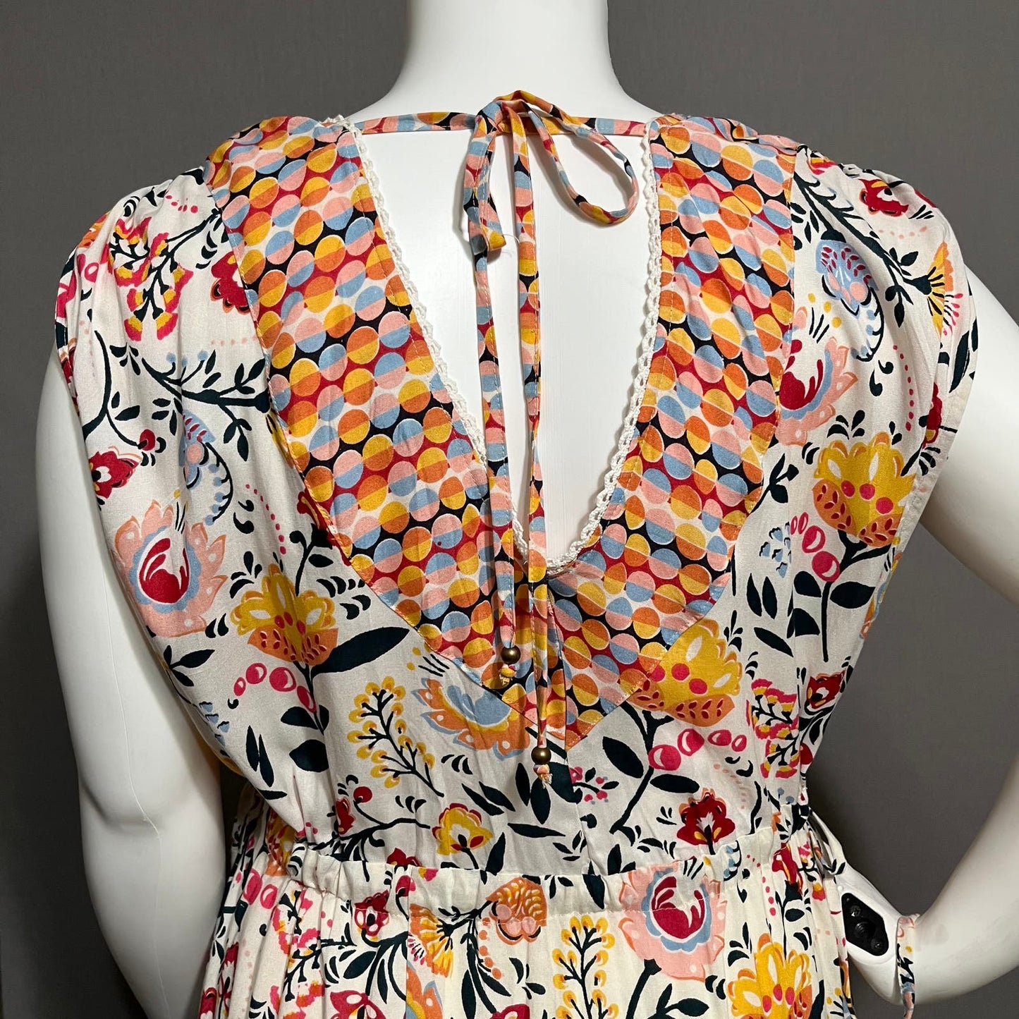 Angie 100% Rayon Floral Sleeveless Drawstring Fit & Flare Sz-2X
