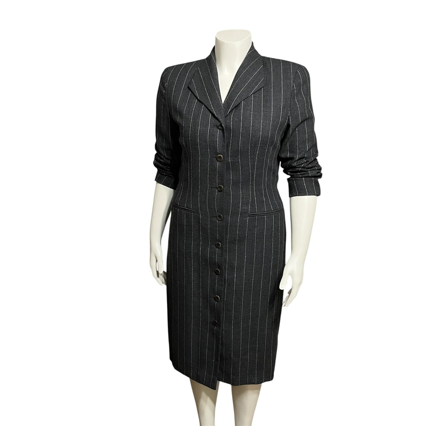 Vintage Women’s Pinstriped Wool Duster Jacket/ Dress Career Sz-12