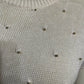 Vintage Lauren Rogers Ramie Cotton Gold Pearl Beaded Sweater Sz-Small