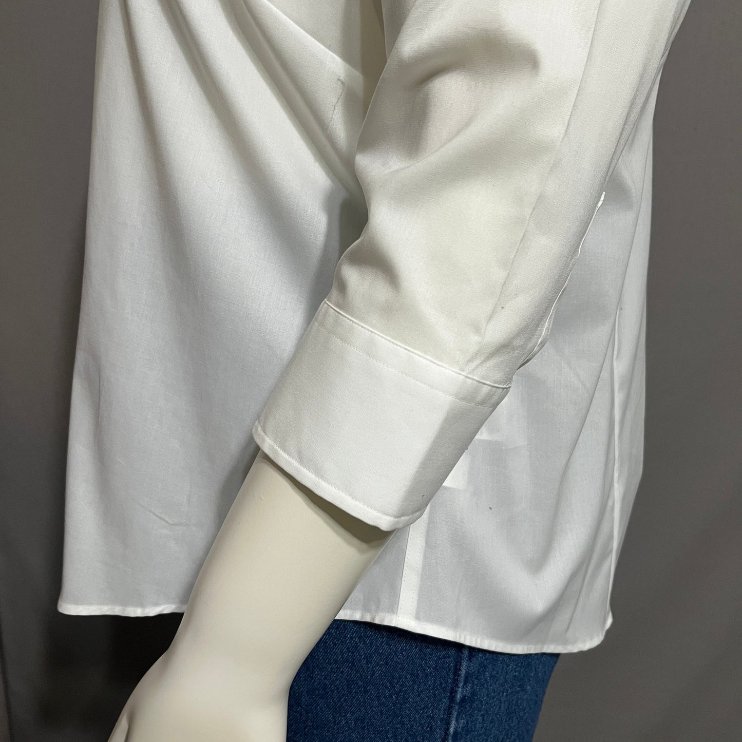 Lady Hathaway White Cotton Button Front Shirt 3/4 Sleeve Sz-XXL