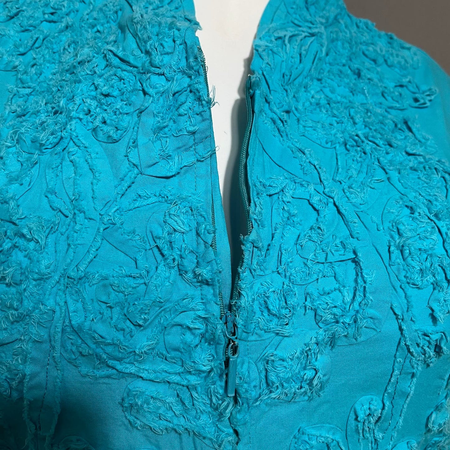 Casual Living Turquoise 100% Cotton Artsy Textured Lightweight Jacket Sz-1X