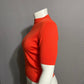 Vintage Rodier Paris Orange Mock Neck Short Sleeve Sweater Sz-Sm/Med