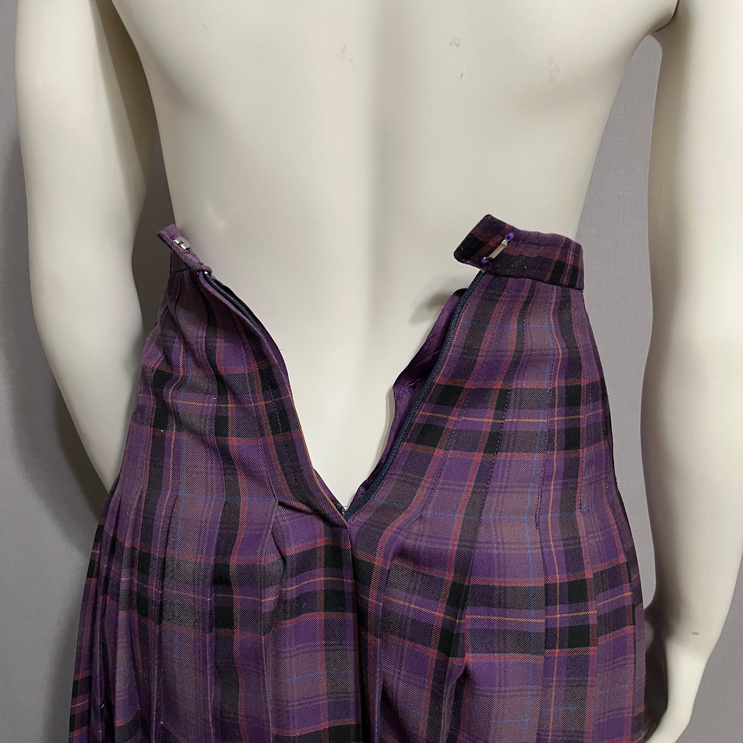 Vintage Women’s Plaid Purple Pleated Skirt Academia Sz-6/8