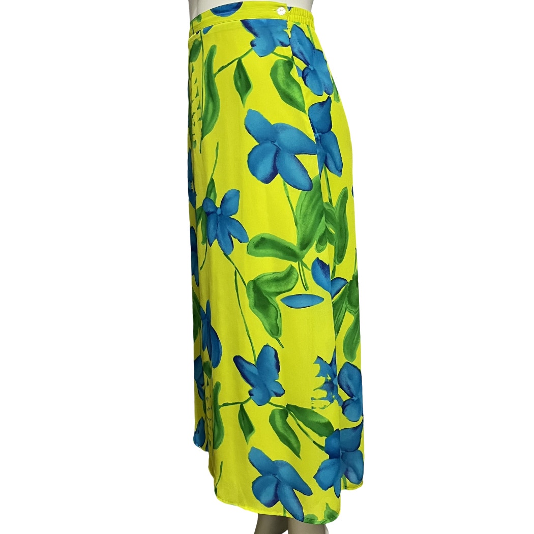 Outfit JPR Lime Green Blue Floral Summer Midi Skirt Sz-Medium