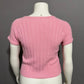 Vintage Pink Pearl Beaded Lightweight Short Sleeve Sweater Sz-Small/Med