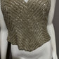 Carmen Marc Valvo Gold 100% Silk Beaded Halter Cocktail Top Sz-6