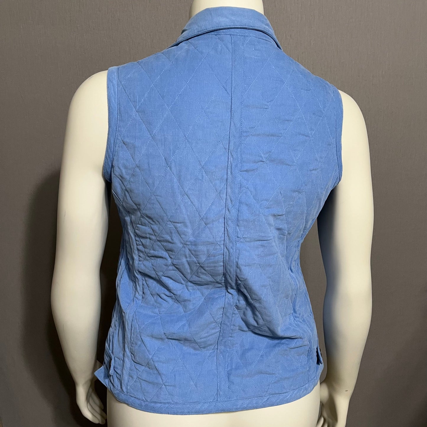 Sdie Light Blue Quilted Corduroy 100% Cotton Vest Sz-Small