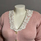 Vintage Chaus Light Pink Lace Collar Cardigan Sweater Petite