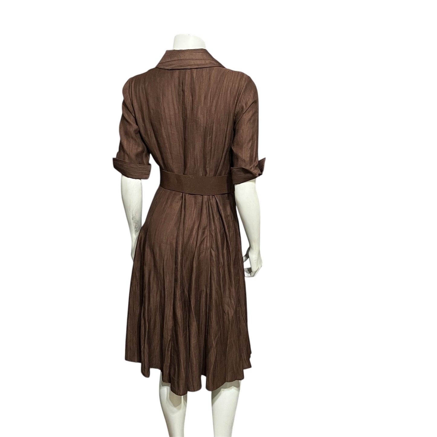 Coldwater Creek Chocolate Brown Shirt With Belt Dress Sz-6