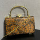 Mini Shoulder Elegant Brown Crocodile Pattern Handbag