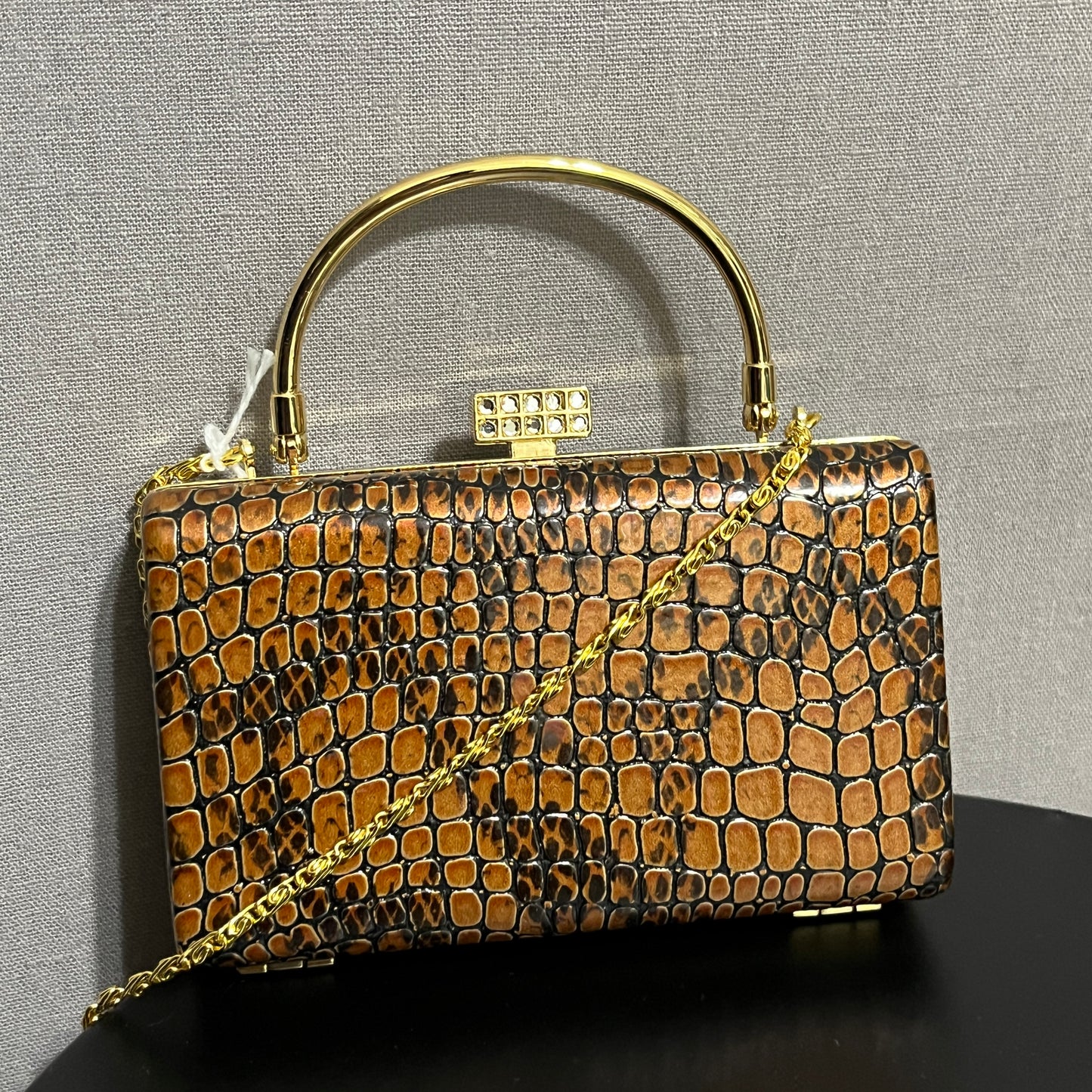 Mini Shoulder Elegant Brown Crocodile Pattern Handbag