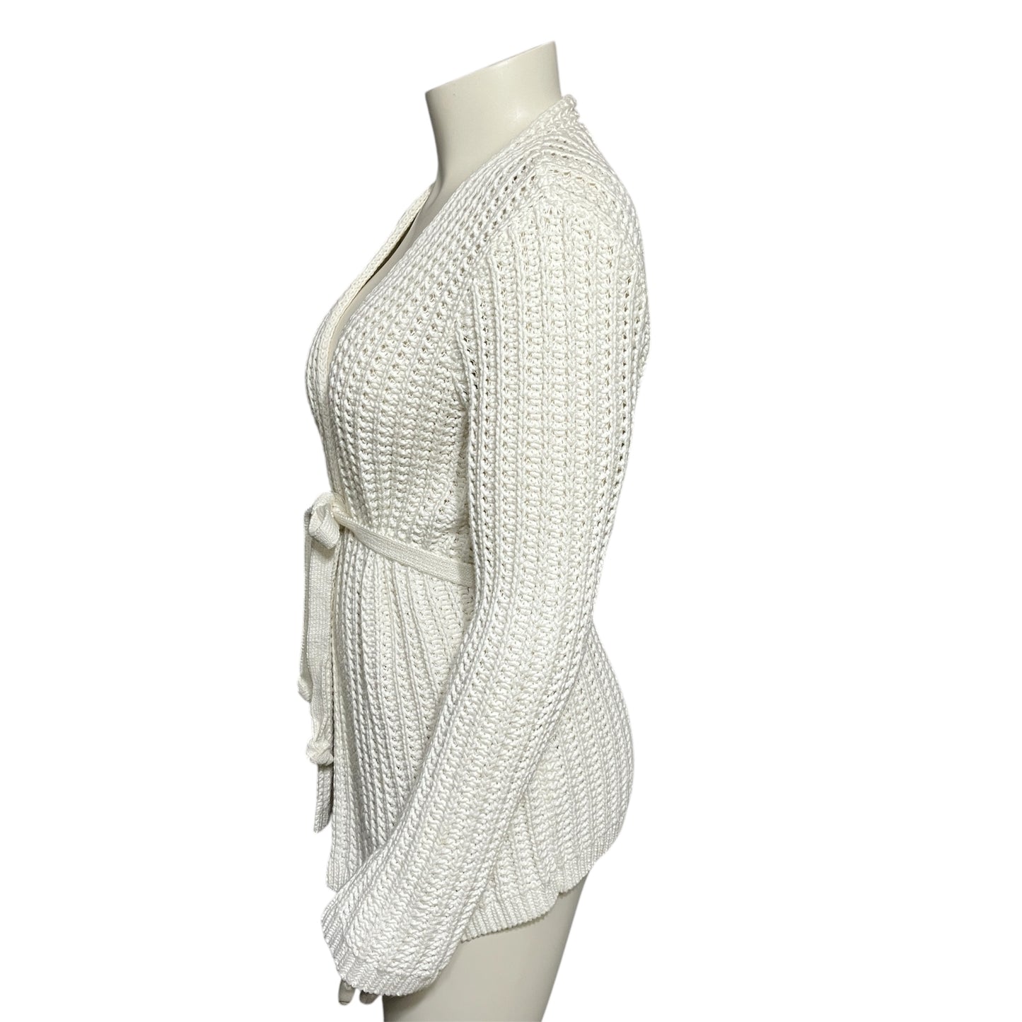 Jones New York Cream Tie Waist Open Cardigan Sweater Sz-Medium