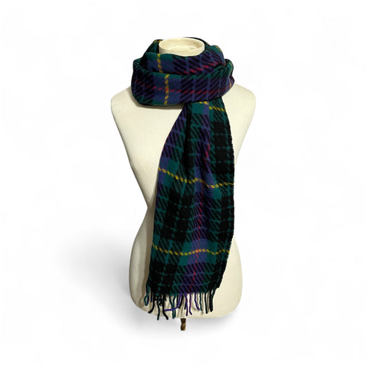 Vintage Gap Green Plaid 100% Lambswool Unisex Italy Scarf