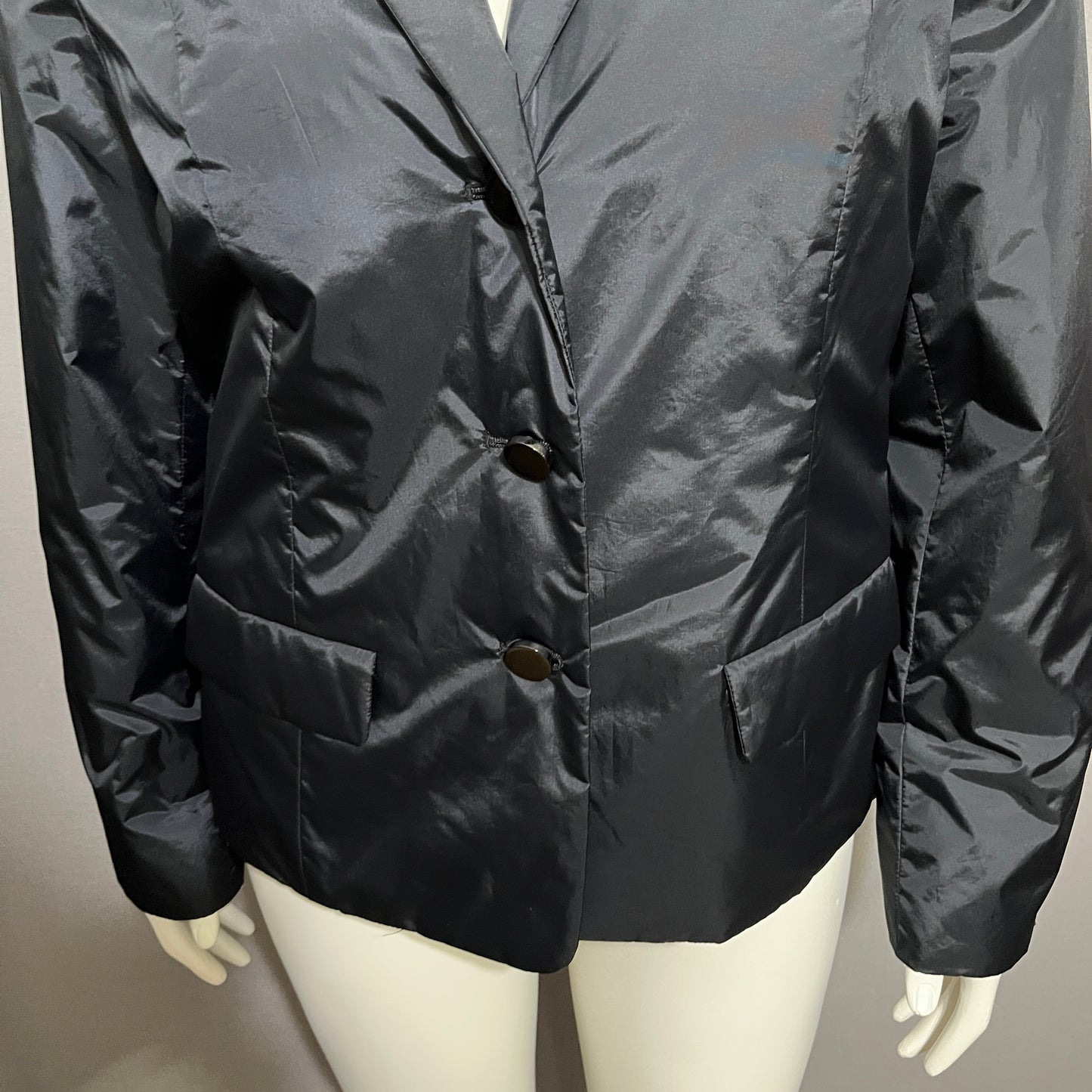 Talbots Black Puffer Button Front Blazer Jacket Sz-14 (Large)
