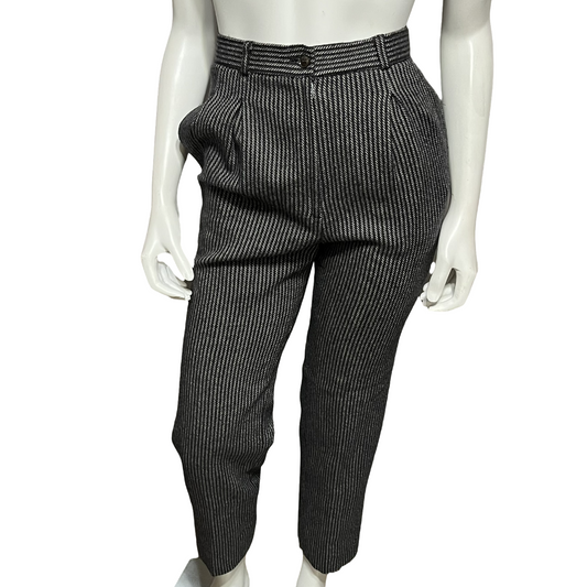 Vintage Anne Klein Striped Wool Lined High Waisted Pants Sz-6