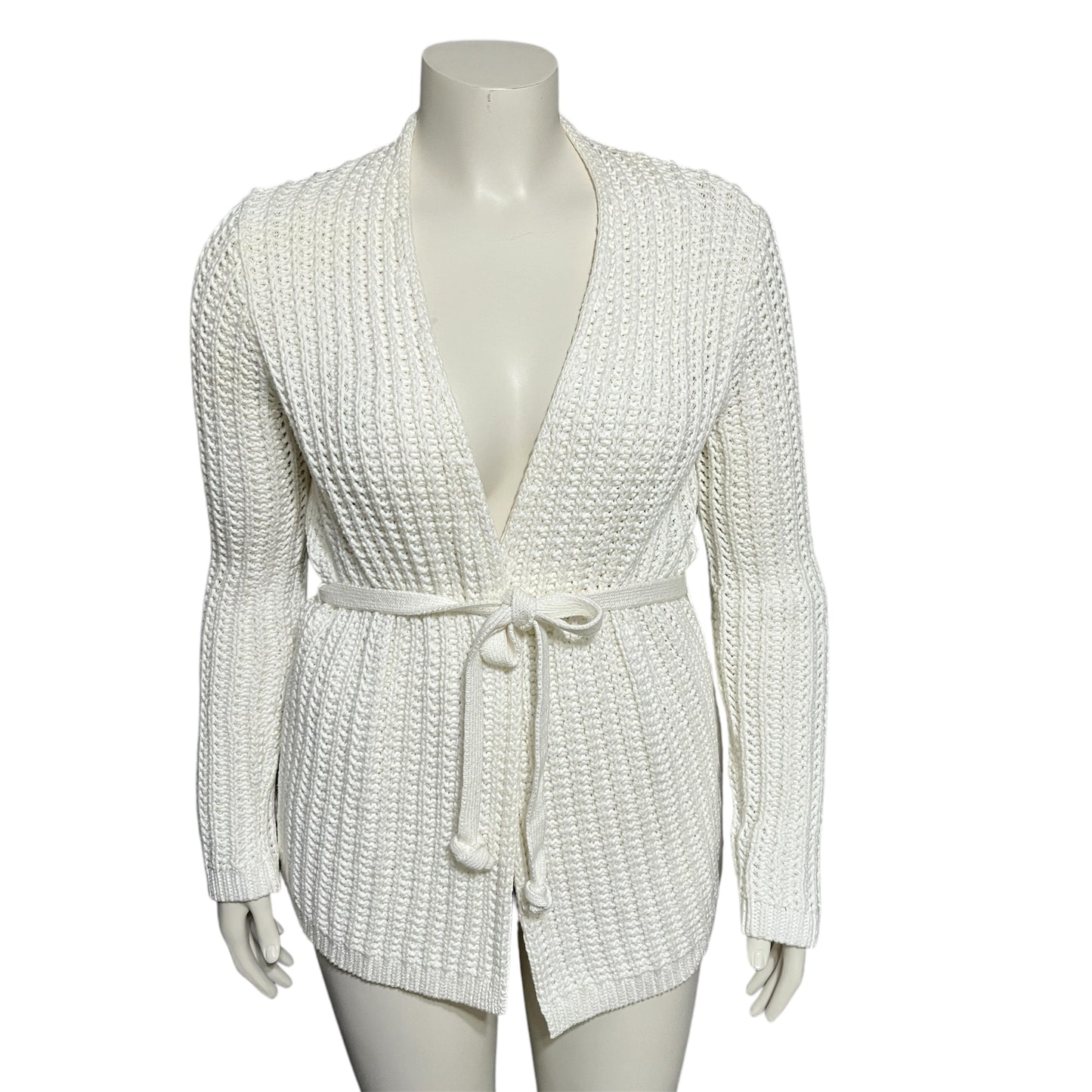 Jones New York Cream Tie Waist Open Cardigan Sweater Sz-Medium