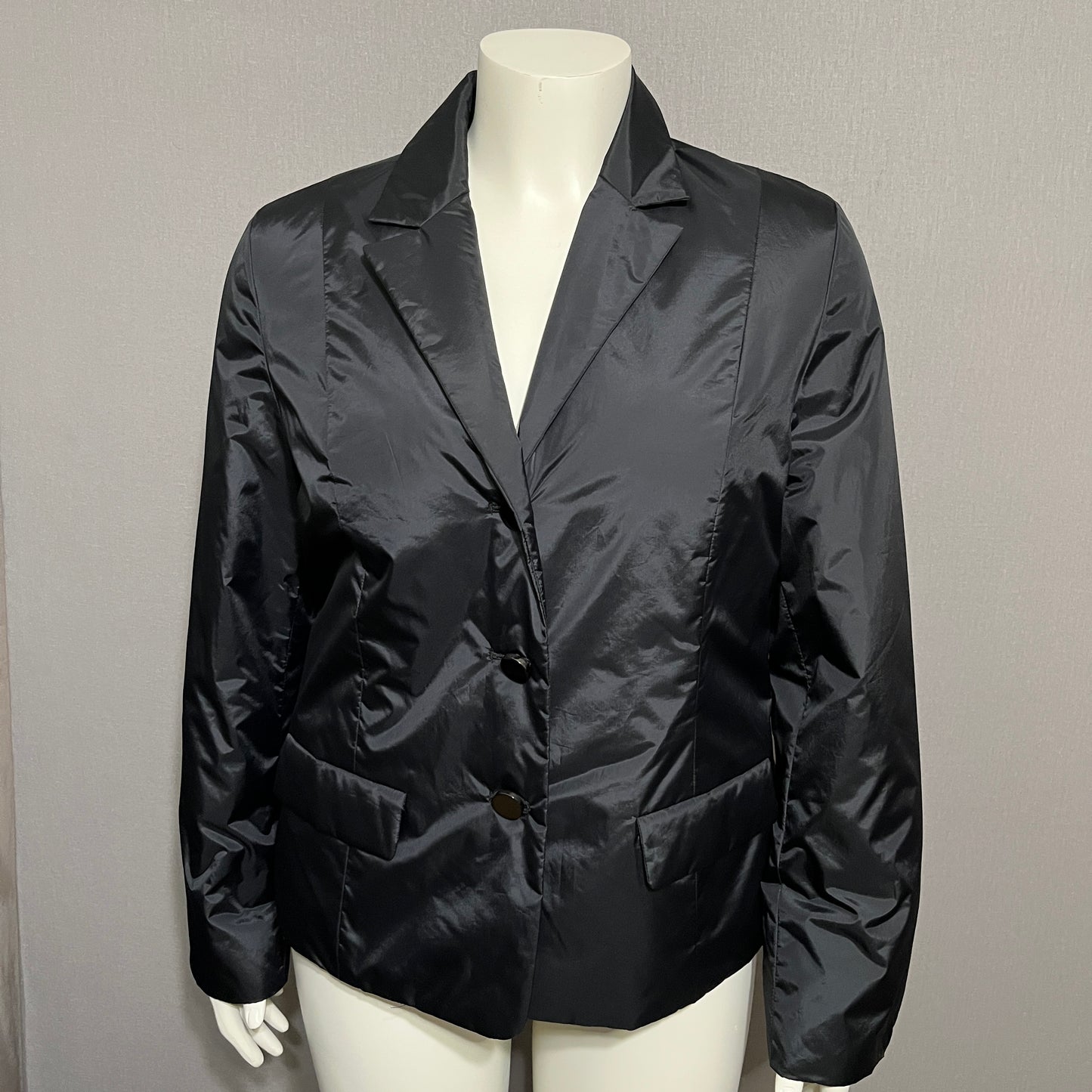 Talbots Black Puffer Button Front Blazer Jacket Sz-14 (Large)