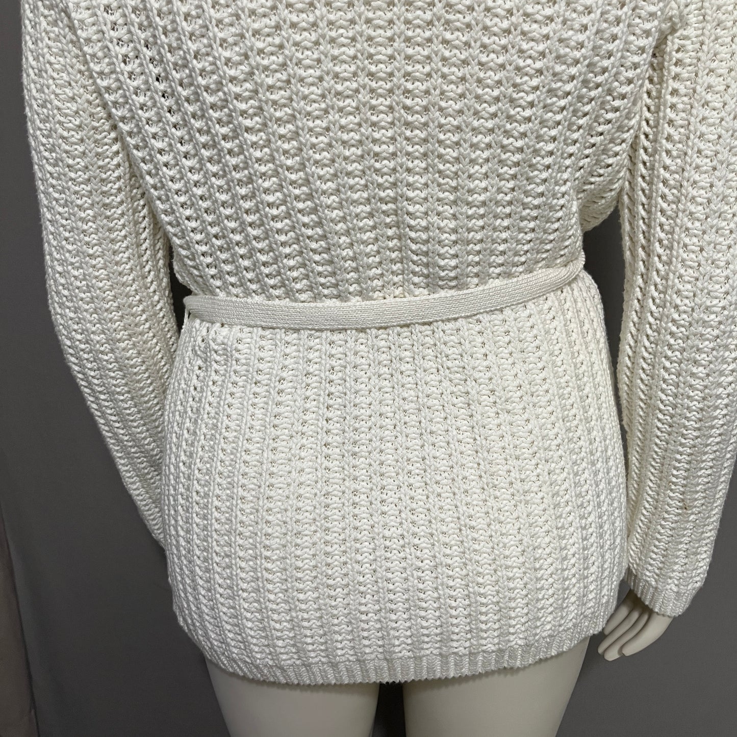 Jones New York Cream Tie Waist Open Cardigan Sweater Sz-Medium