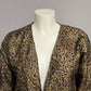 Chicos Blazer Jacket Leopard 100% Silk Brown Sequins Blazer Sz-Large