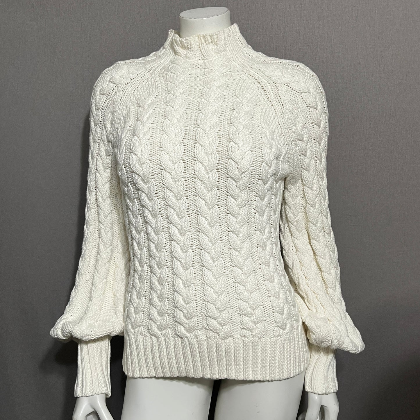 W by Worth Cotton Cream Balloon Sleeve Sweater Sz-Small