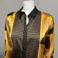 Calvin Klein Geometric Gold & Black Satin Blouse Sz-Small
