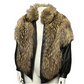 Vintage Raccoon Fur Chocolate Leather Bomber Jacket Sz-Small/Medium