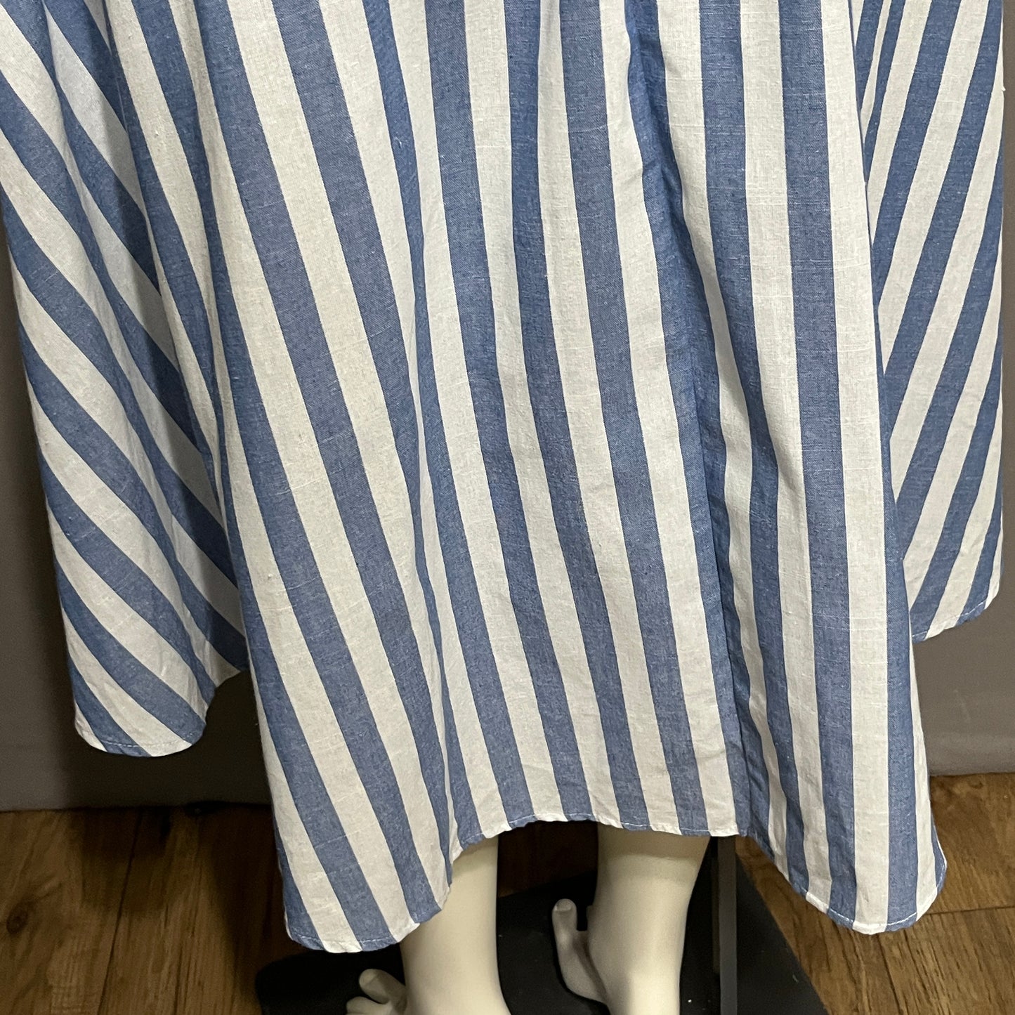 Blue and White Striped 100% Cotton Women's Skirt