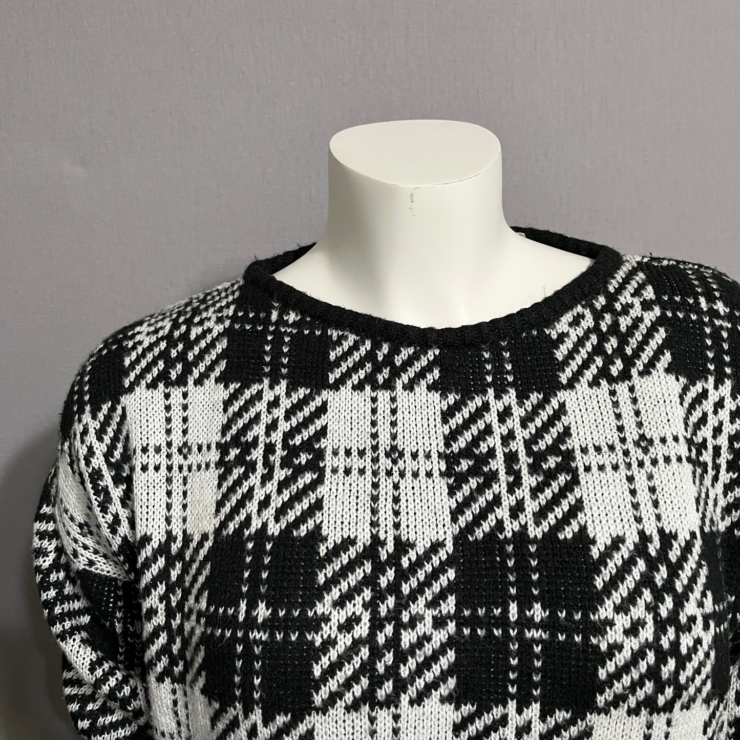 Vintage America Black and White Checkered Sweater