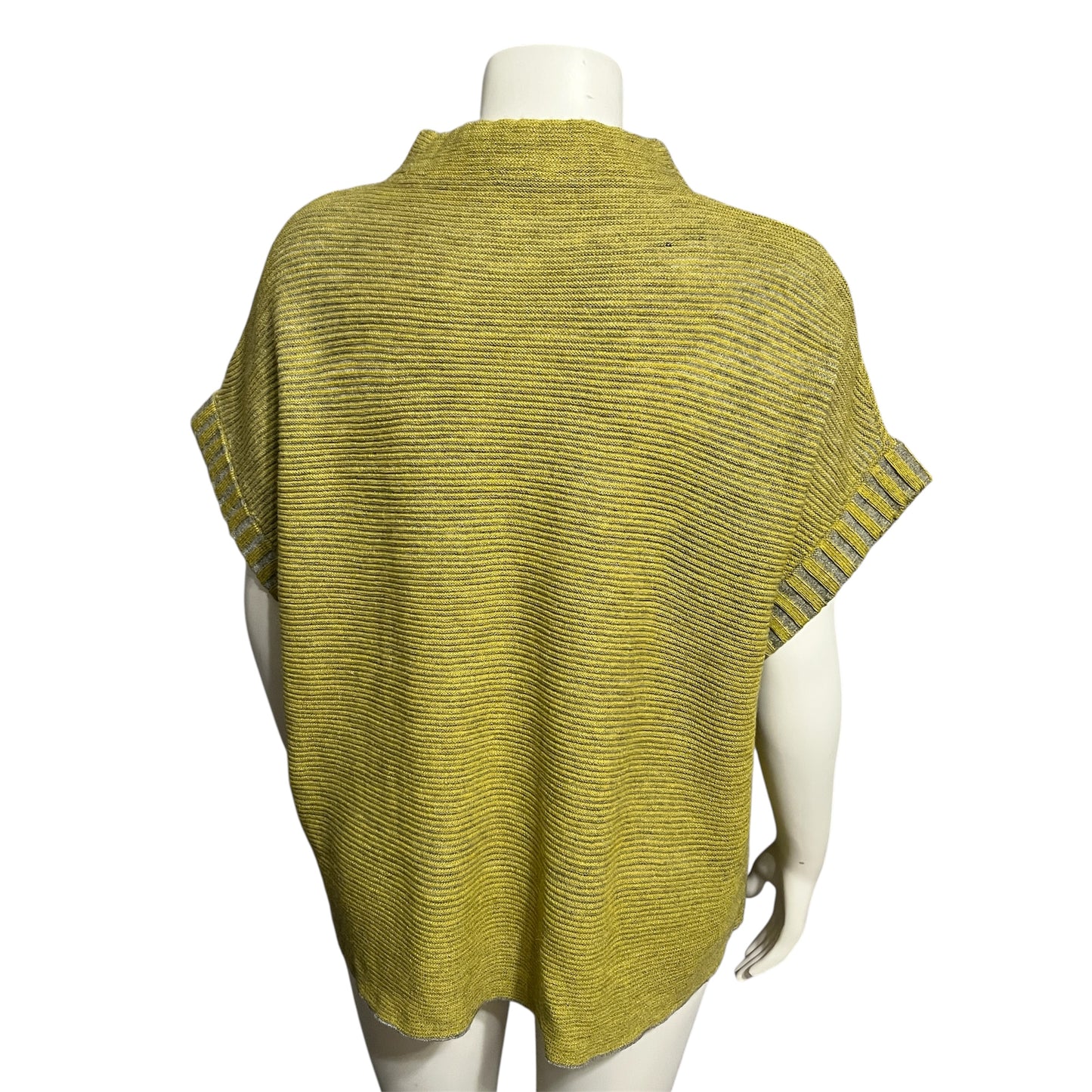 Foil Cozy Mustard Gray Ribbed Mock Neck Sweater Sz-Large