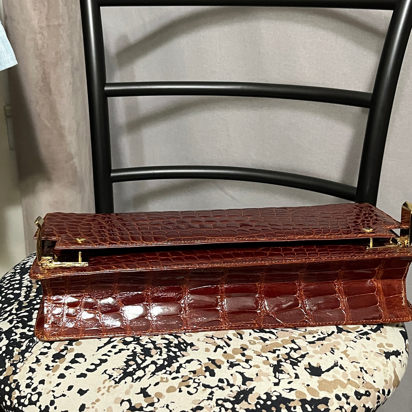 Suarez New York Alligator Crocodile Patent Leather Clutch Bag