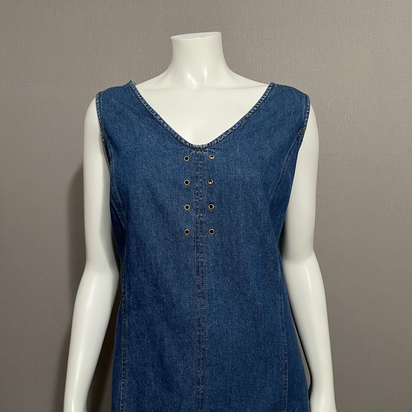 Expressions Denim With Split MIDI Dress Sz-1X