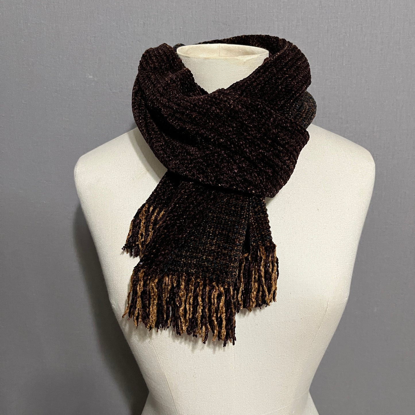 Chic Dark Brown and Tan Scarf