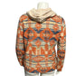 Chaps Tribal Aztec Print Orange Zip Up Hoodie Sz-XL