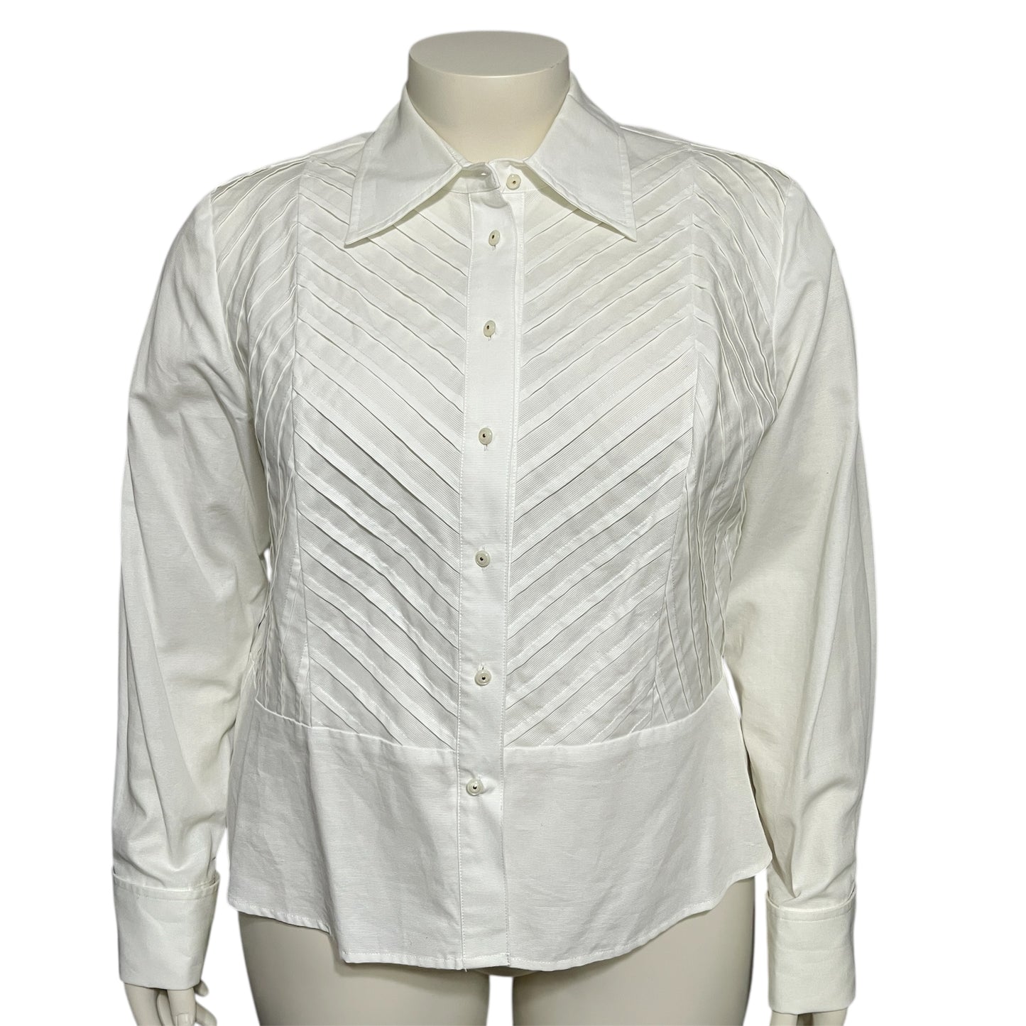 Jones New York Pintucked Peplum 100% Cotton Shirt Sz-2X