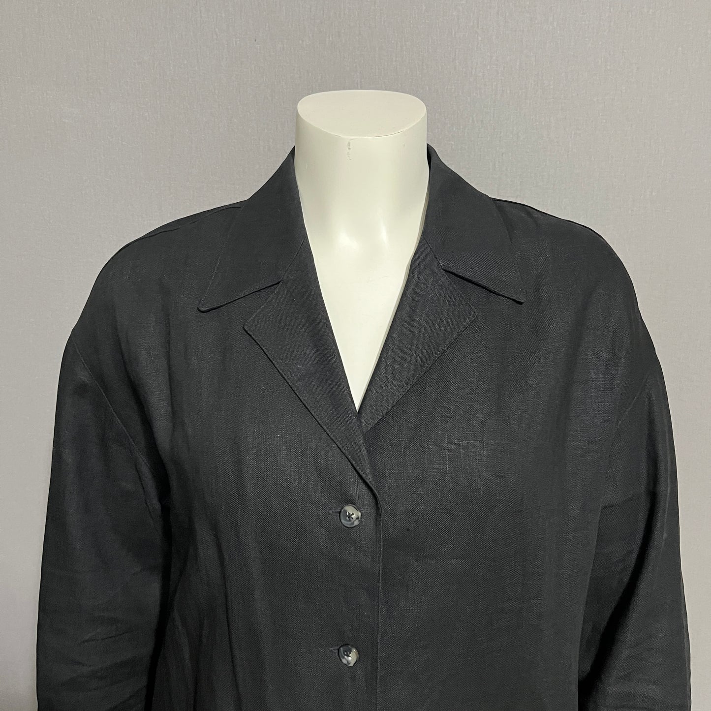 Ellen Tracy Black Linen Shirt Sz-12