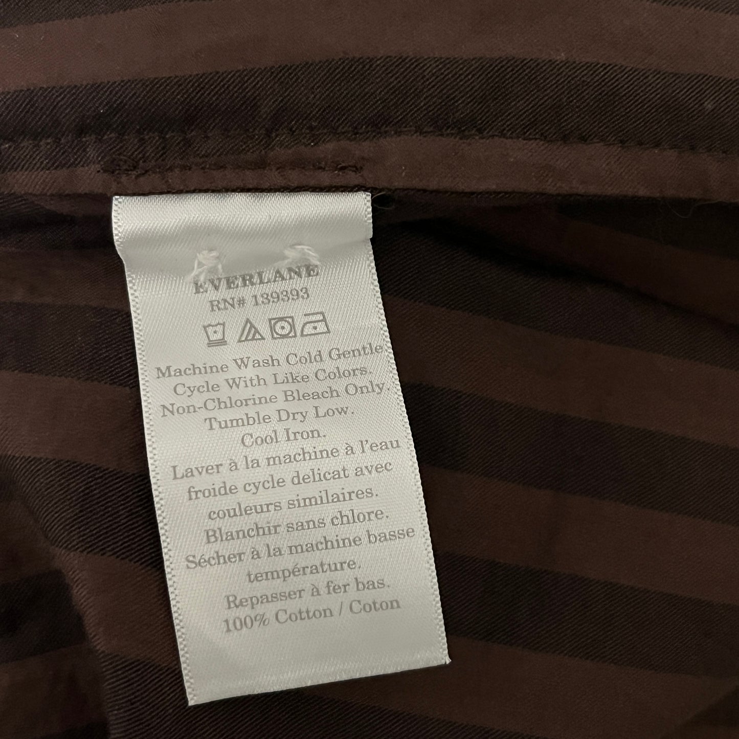 Everlane Brown Striped 100% Oversized Cotton Shirt Sz-16