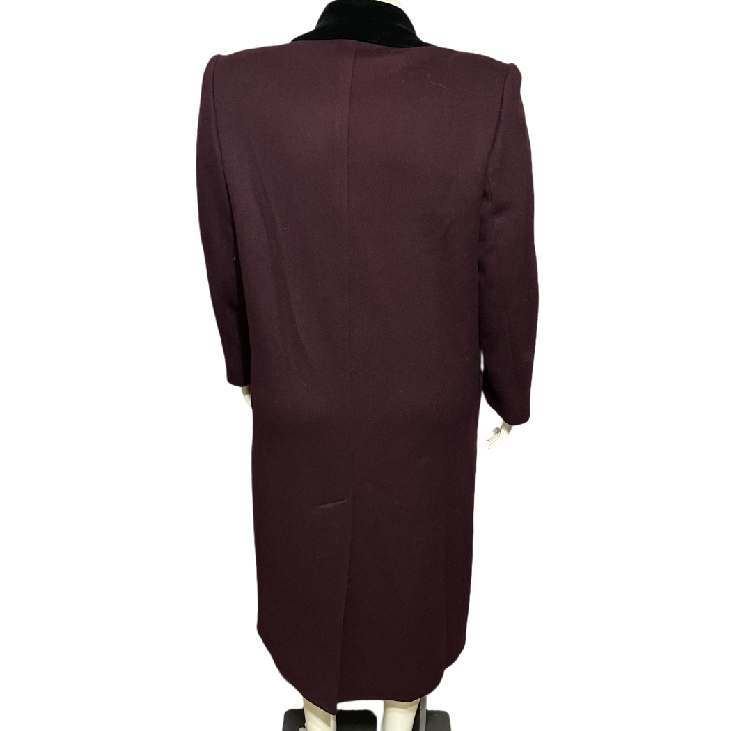 Jones New York Wool Plum With Velvet Collar Coat Sz-XL