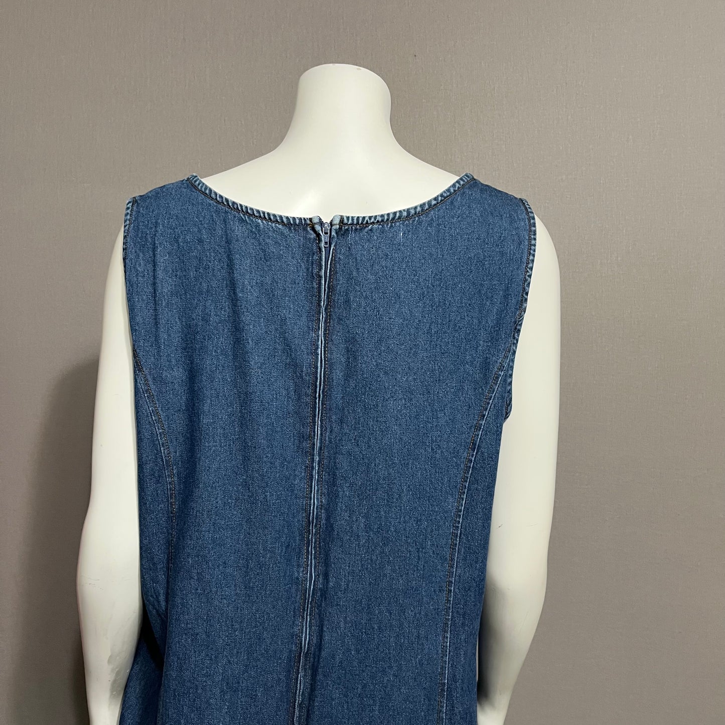 Expressions Denim With Split MIDI Dress Sz-1X