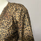 Chicos Blazer Jacket Leopard 100% Silk Brown Sequins Blazer Sz-Large